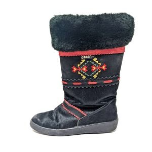 Oscar Sport Womens 8 Black Red Aztec Southwestern Fur Ski Boots Winter 39